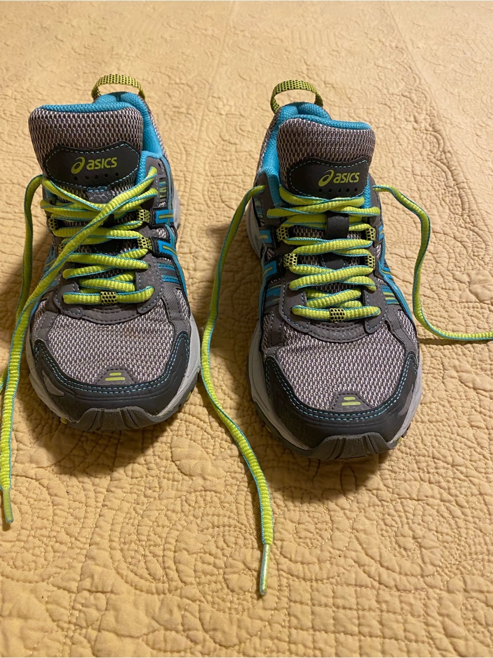 Asics Womens Gray, Teal and Lime Green Sneakers